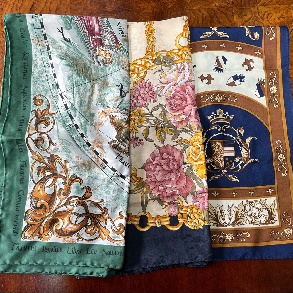 Elegant Floral and Nautical Themed Scarves (3)
